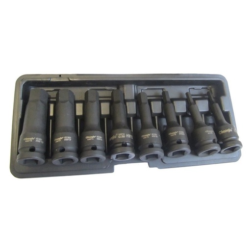 [CL507208] 1/2" Prailgintų galvučių smūginių su antgaliais rinkinys (HEX) 8 vnt.